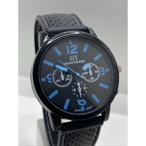 GT Mens QUARTz rubber Fashion Watch Works New Battery